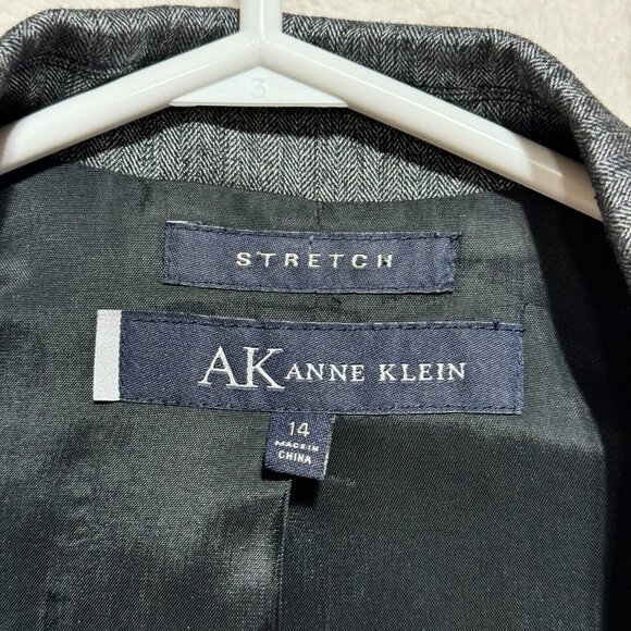 Anne Klein Blazer Coat Gray/Silver 2 Button 2 Pocket w/ Gold Pin Women's Size 14 - Picture 3 of 13